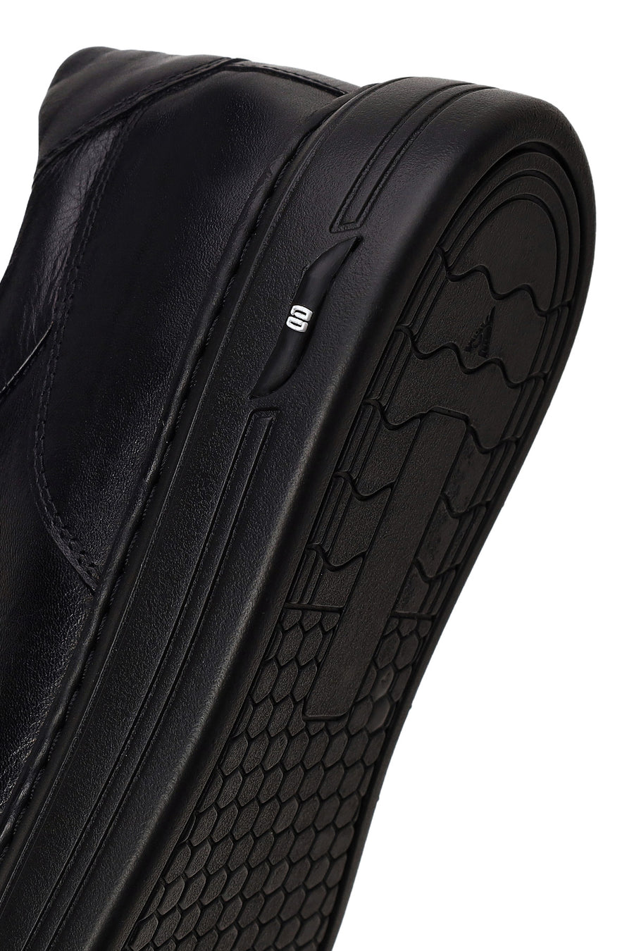Male Black Lace-Up Thick-Soled Leather Sneaker