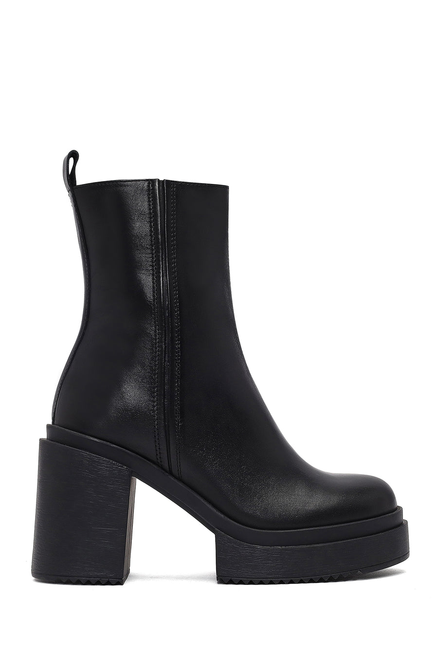 Women's Black Zip-Up Platform High Heel Leather Boots 25WFD550318 | Derimod