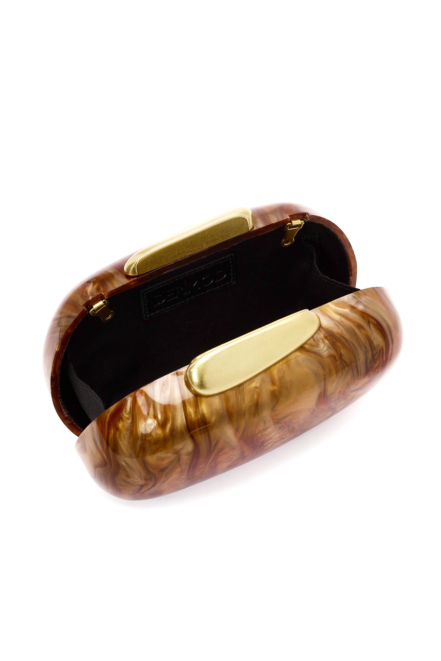 Women's Brown Long Chain Strap Mini Box Clutch Bag