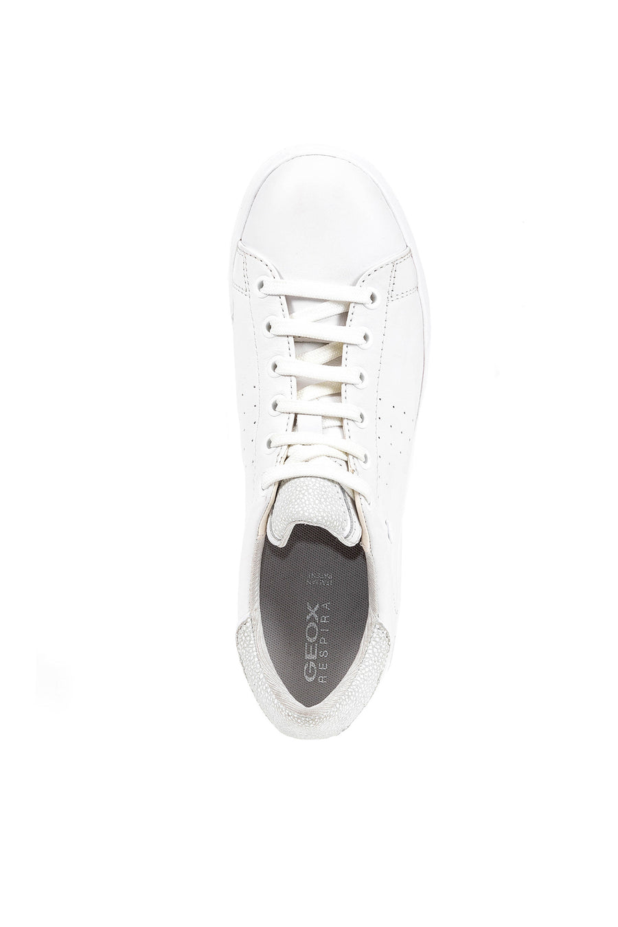 Geox Women's White Jaysen Lace-Up Leather Sneaker