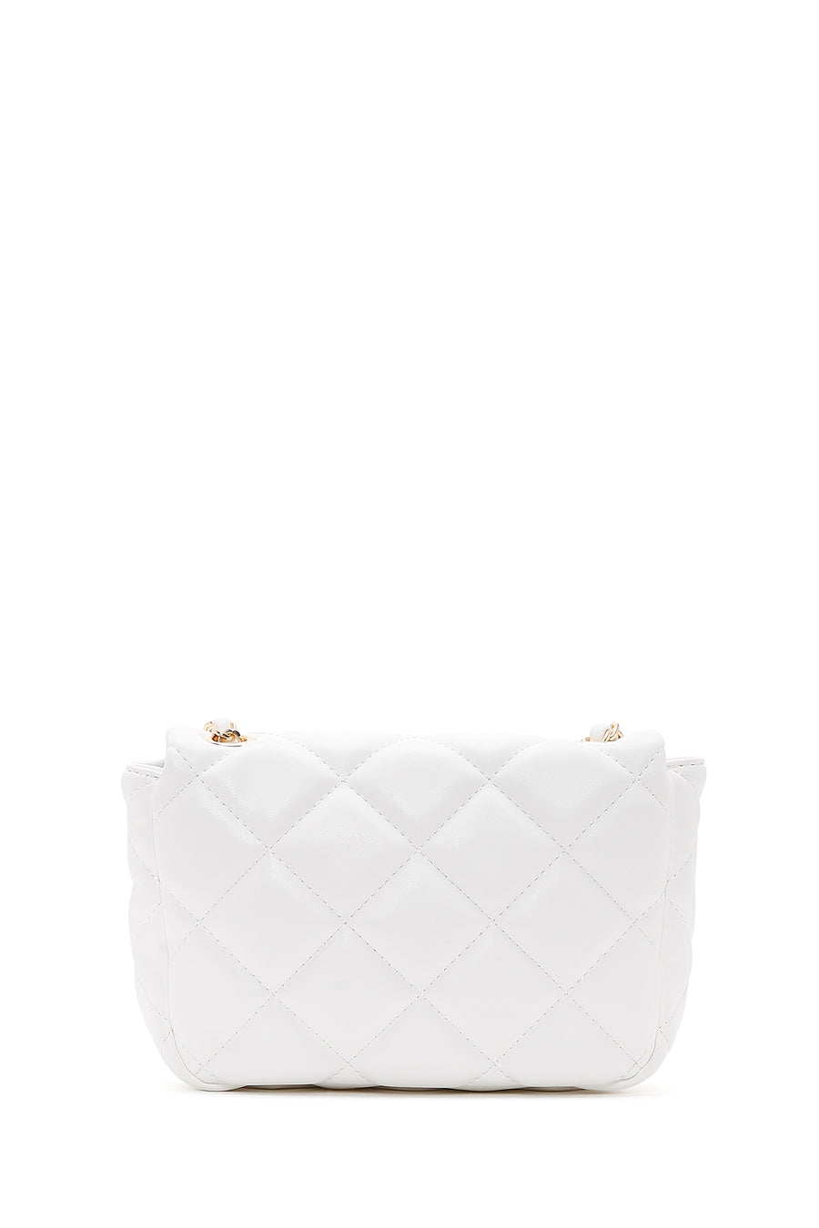 Women's White Long Strap Quilted Crossbody Bag