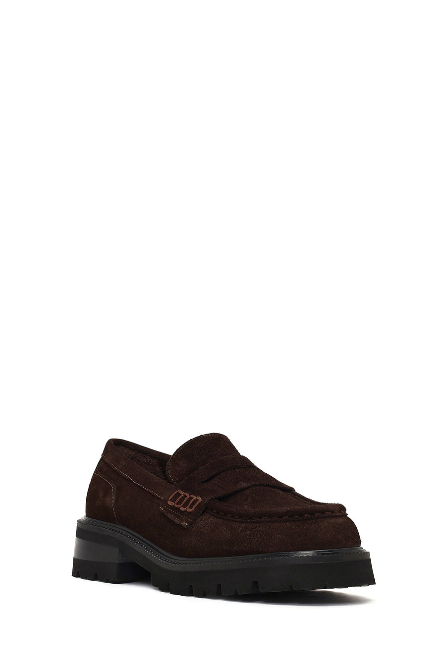 Woman Brown Thick-Soled Suede Loafer