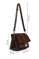 Woman Brown Long-Strap Suede Crossbody Bag | Derimod