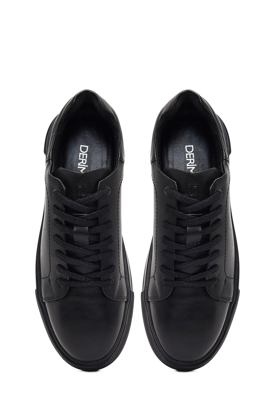 Men's Black Lace Up Leather Sneakers