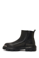 Male Black Zip Closure Thick-Soled Leather Boots | Derimod