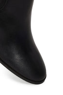 Woman Black Thick-Heeled Leather Chelsea Boots | Derimod