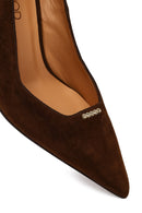 Women's Brown Thin Heeled Suede Leather Stiletto | Derimod