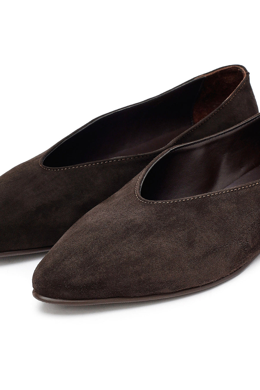 Woman Brown Suede Leather Babet