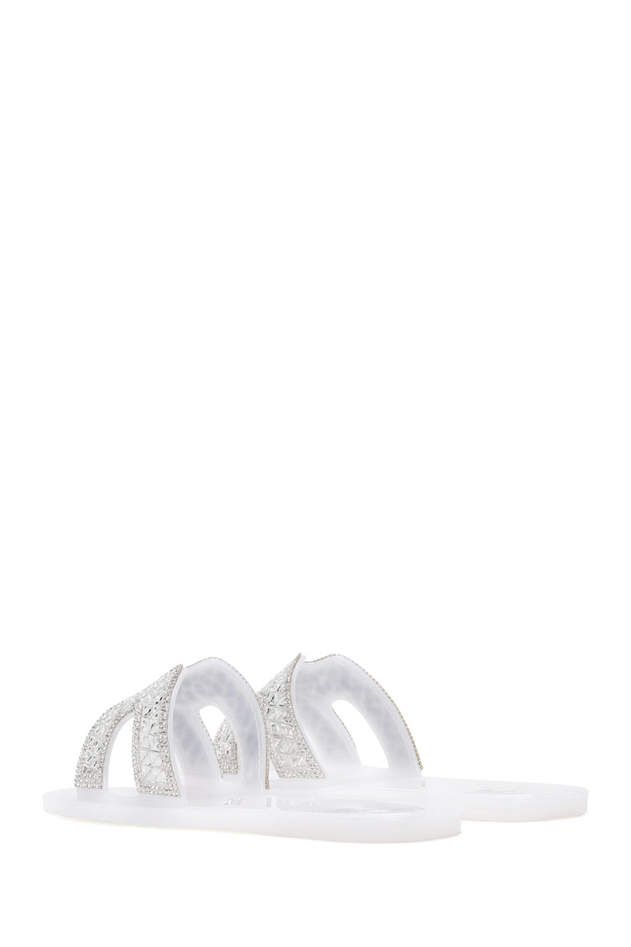 Women's White Stone Jelly Slippers