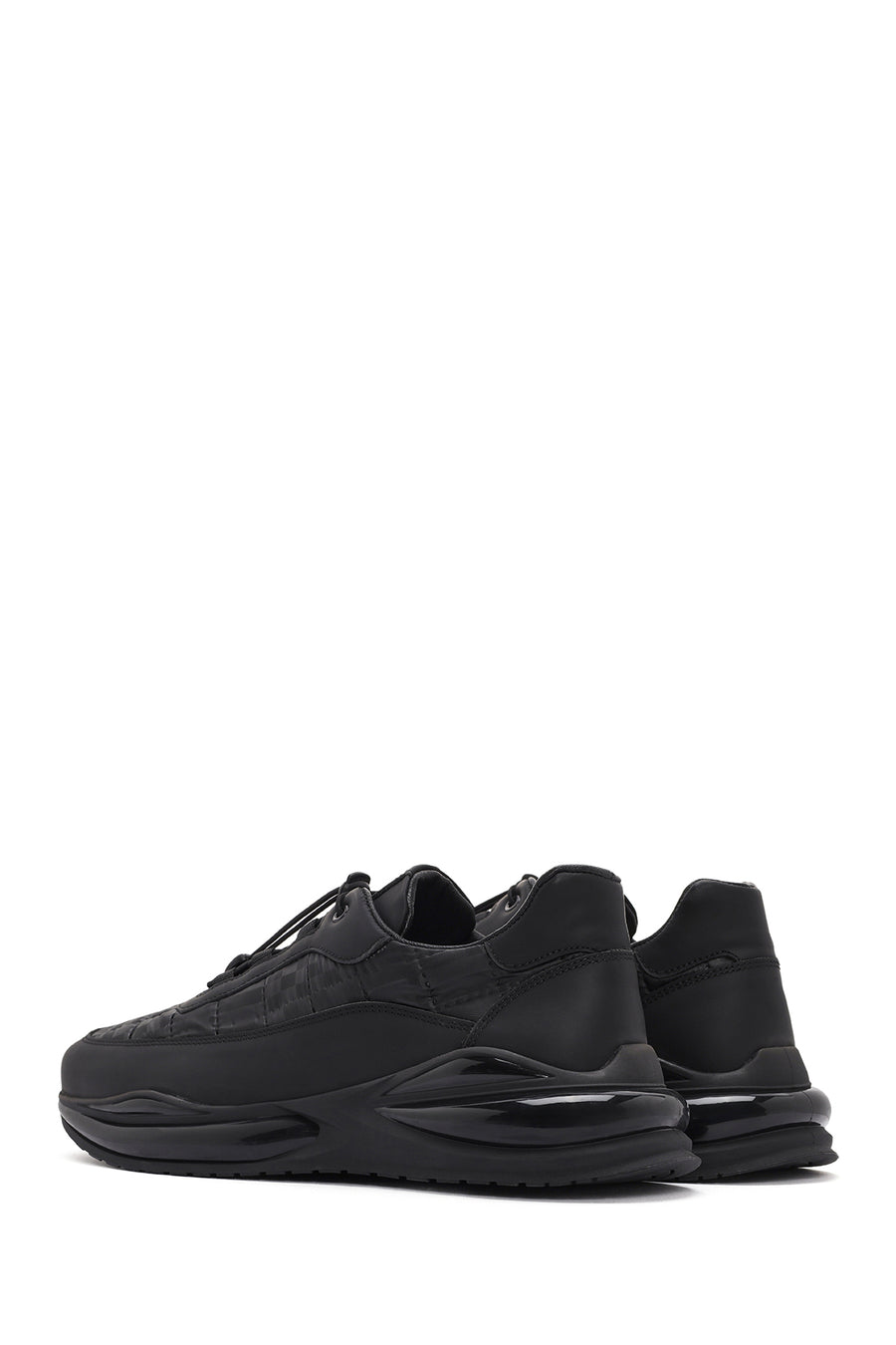 Erkek Siyah bağcıklı Deri Sneaker