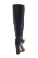 Women's Leather Chain Heeled Boots | Derimod