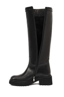 Women's Black Zippered Thick Soled Leather Boots | Derimod
