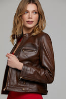Sara Women's Leather Jacket | Derimod