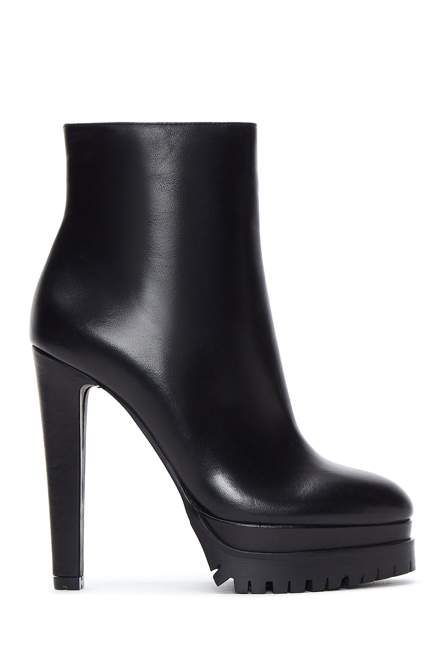 Women's Black Zippered High Heel Leather Boots 24WFD100418 | Derimod