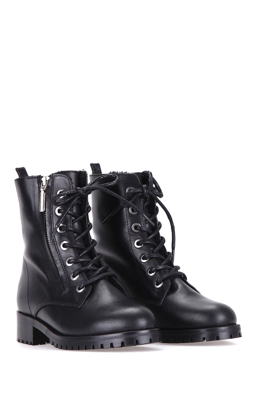 Zippered Women's Leather Boots