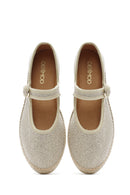 Women's Cream Buckled Fabric Espadrilles | Derimod