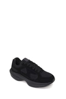 Male Black Lace-Up Thick-Soled Fabric Sneaker | Derimod