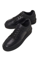 Erkek Siyah Bağcıklı Kalın Tabanlı Deri Sneaker | Derimod