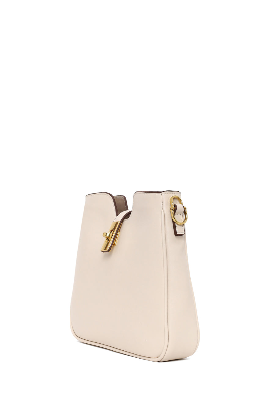 Woman Cream Long-Strap Shoulder Bag