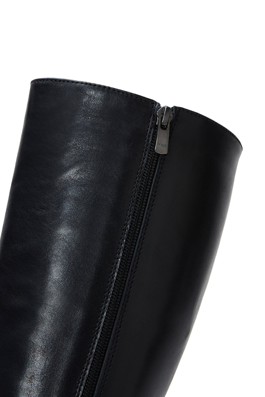 Women's Black Zippered Thick Heel Leather Boots