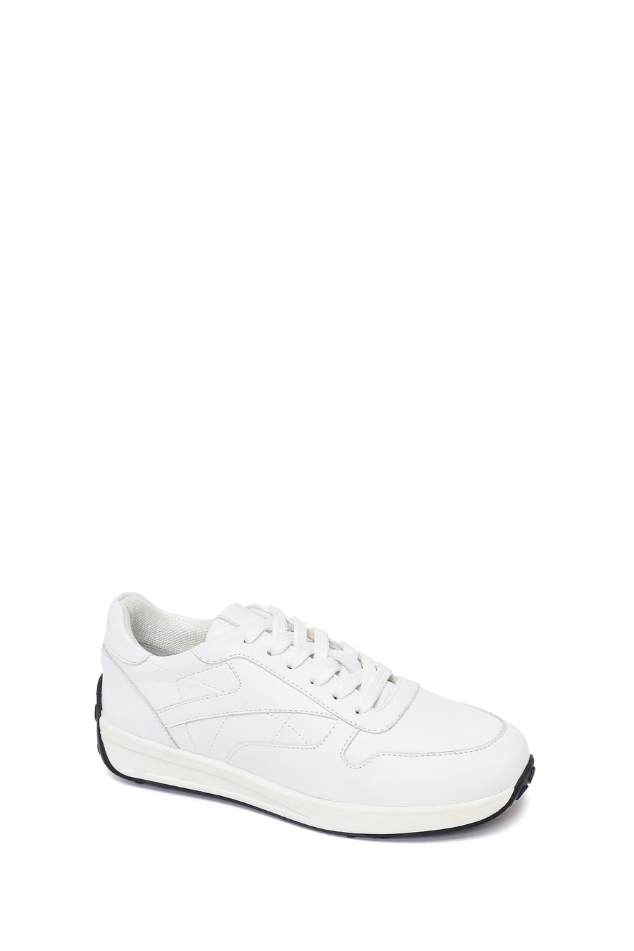Woman White Lace-Up Leather Sneaker