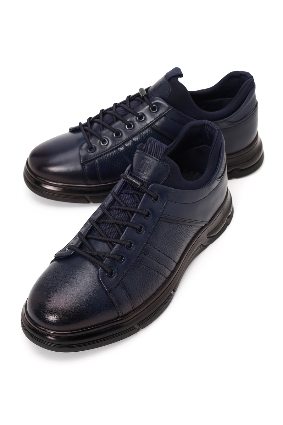 Male Navy Blue Lace-Up Leather Sneaker