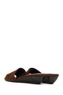 Women's Brown Thick-Soled Suede Leather Slippers | Derimod