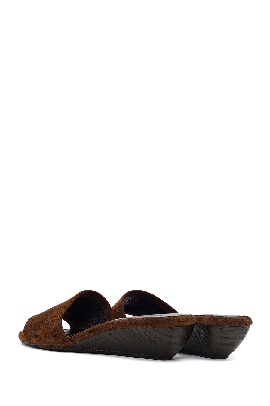 Women's Brown Thick-Soled Suede Leather Slippers
