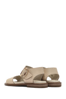 Women's Cream Buckled Leather Sandals | Derimod