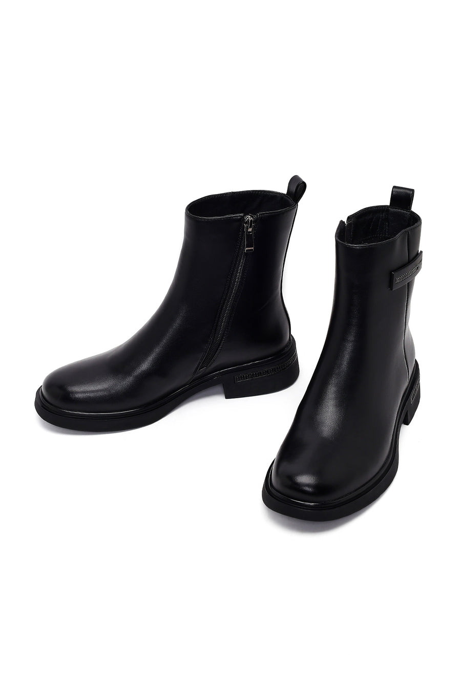 Women's Black Zipper Boots