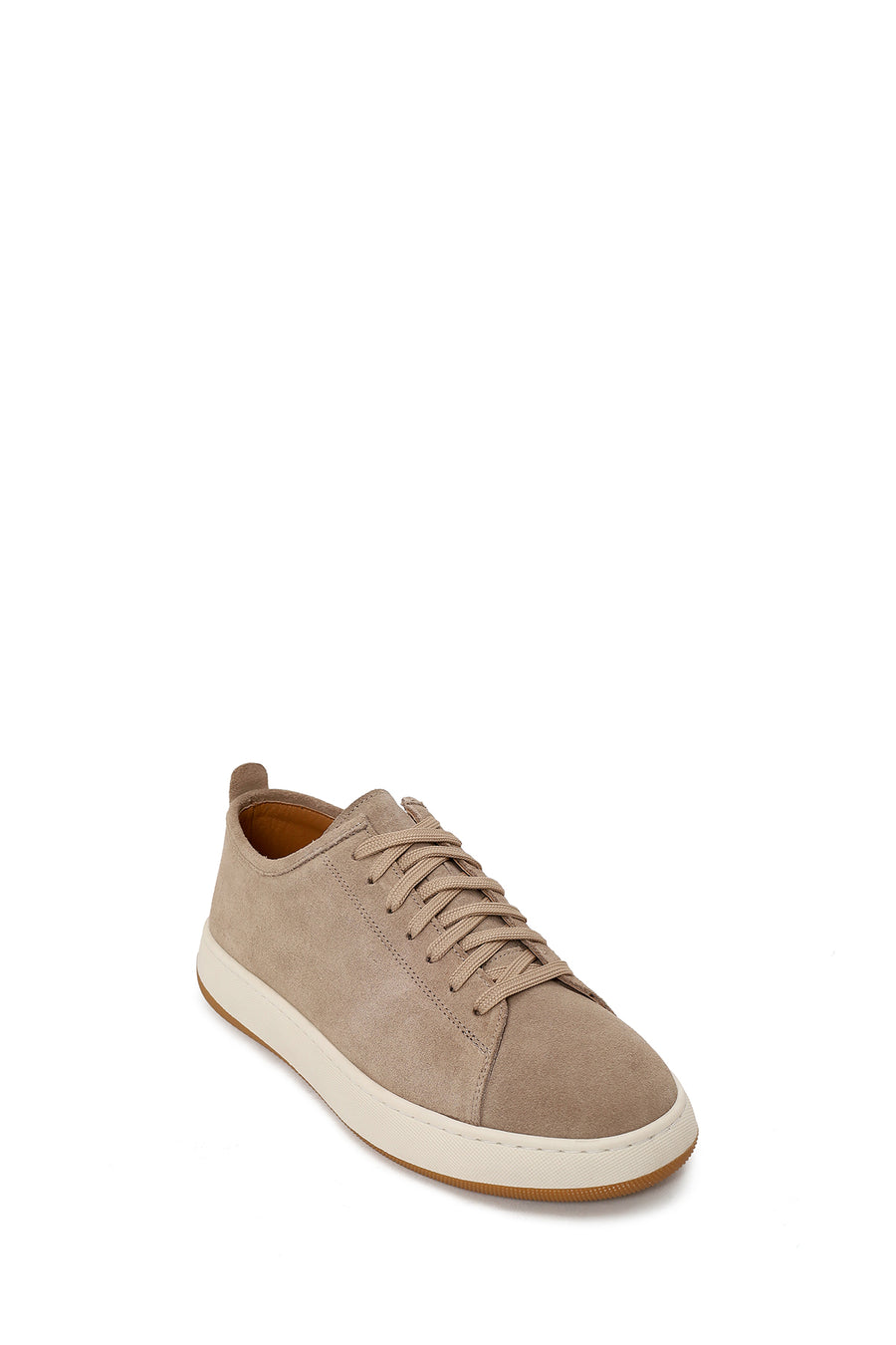 Erkek Bej Bağcıklı Kalın Tabanlı Süet Deri Sneaker