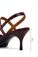 Woman Burgundy Backless Thin-Heeled Croc-Embossed Leather Shoes | Derimod