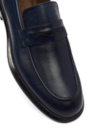 Erkek Lacivert Deri Casual Loafer | Derimod