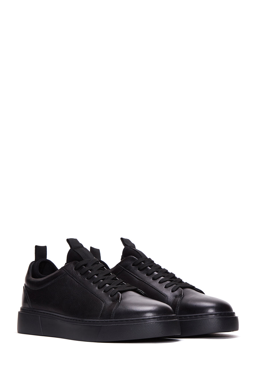 Male Black Lace-Up Leather Sneaker