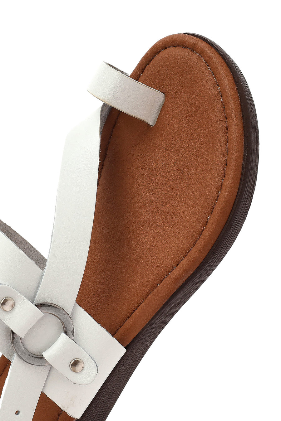 Women's White Flip-Flop Leather Bodrum Sandals