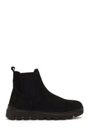 Male Black Thick-Soled Nubuck Leather Chelsea Boots | Derimod