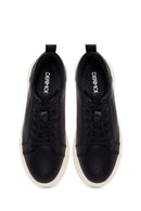 Erkek Siyah Bağcıklı Deri Sneaker | Derimod