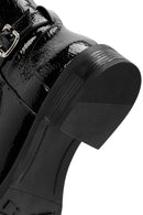 Woman Black Zippered Patent Leather Boots | Derimod