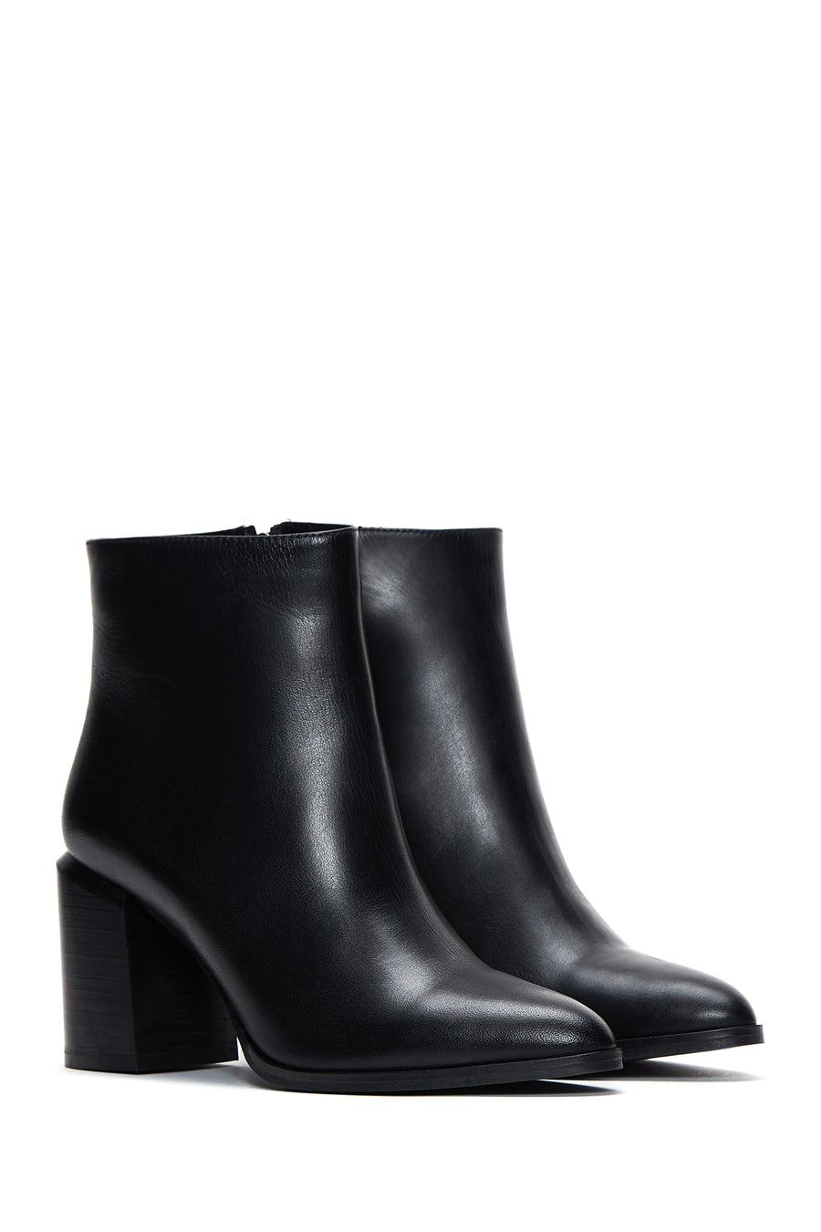 Women's Black Leather Heeled Classic Boots