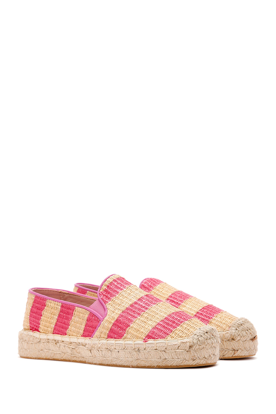Women's Pink Straw Espadrilles