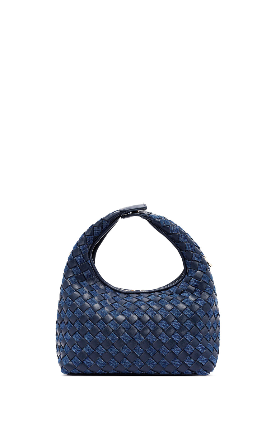 Woman Blue Long-Strap Braided Mini Underarm Bag