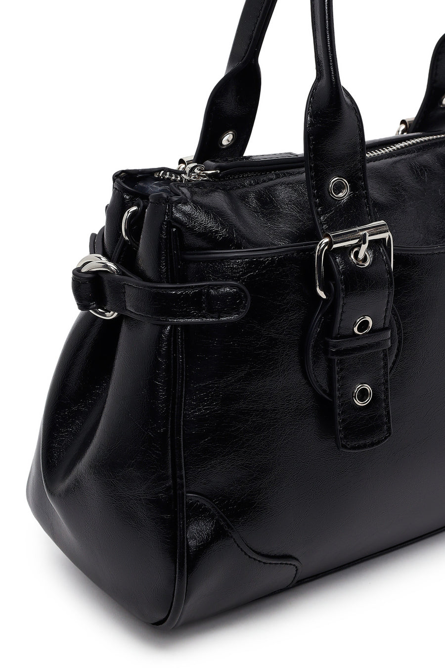 Woman Black Long-Strap Casual Shoulder Bag