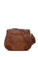 Woman Tobacco Long-Strap Nubuck Crossbody Bag | Derimod