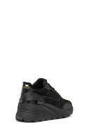 Geox Women's Black Spherica Ec13 Lace-Up Chunky Sole Leather Sneaker | Derimod