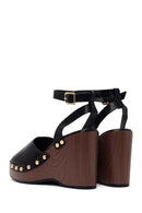 Woman Black Ankle-Buckle Wedge Sandal | Derimod
