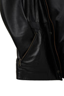 Hillary Women's Black Collar Fur Hooded Leather Coat | Derimod