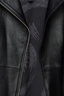 Angelique Women's Black Double Breasted Leather Coat | Derimod