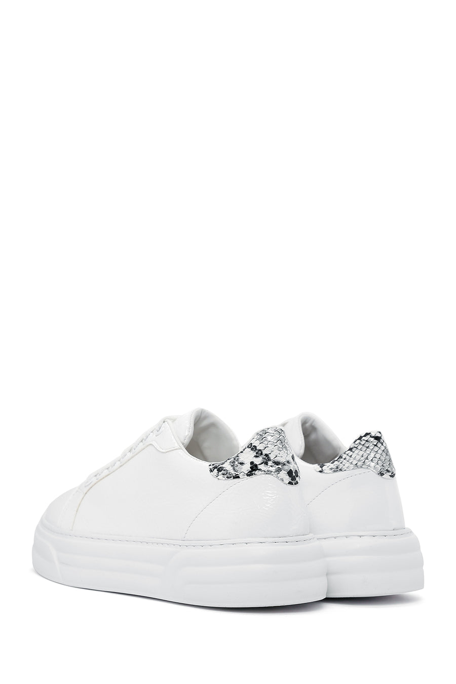 Women's White Patent Leather Thick Soled Sneaker