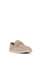Male Beige Nubuck Leather Loafer | Derimod