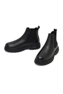 Male Black Thick-Soled Leather Chelsea Boots | Derimod